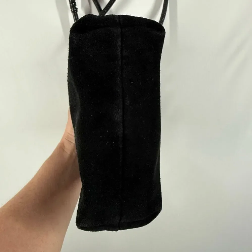 HALSTON HERITAGE Woman Alism Suede Bucket Bag Black purse 9x8x3” 11” handle